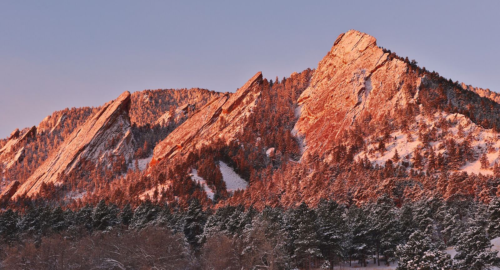 The Flatirons above Boulder at sunrise