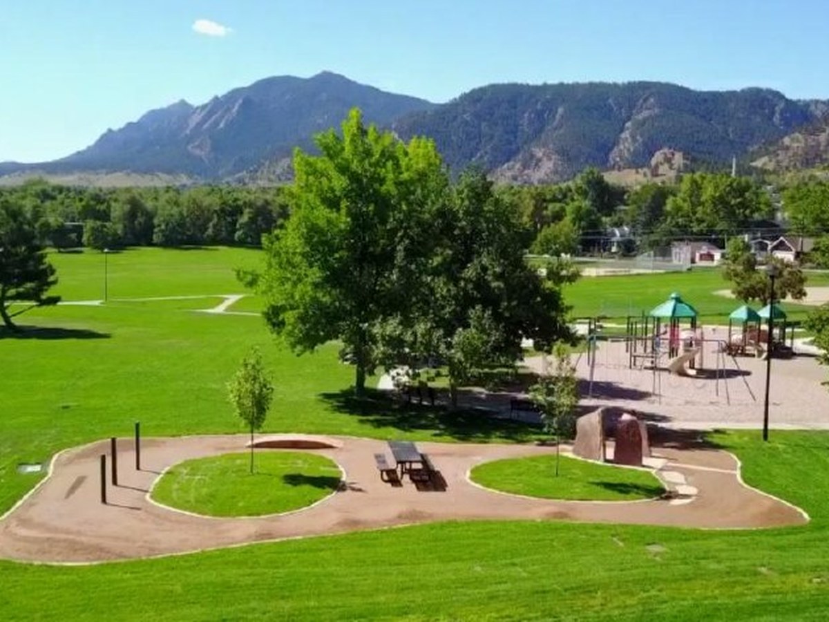 North Boulder Park, with the Flatirons behind it